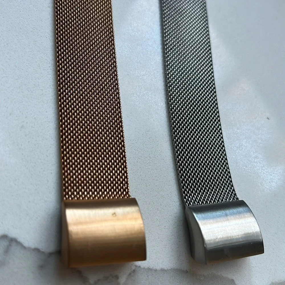 Set of 2 Silver and Goldtone Mesh Adjustable bracelets for smartwatches
